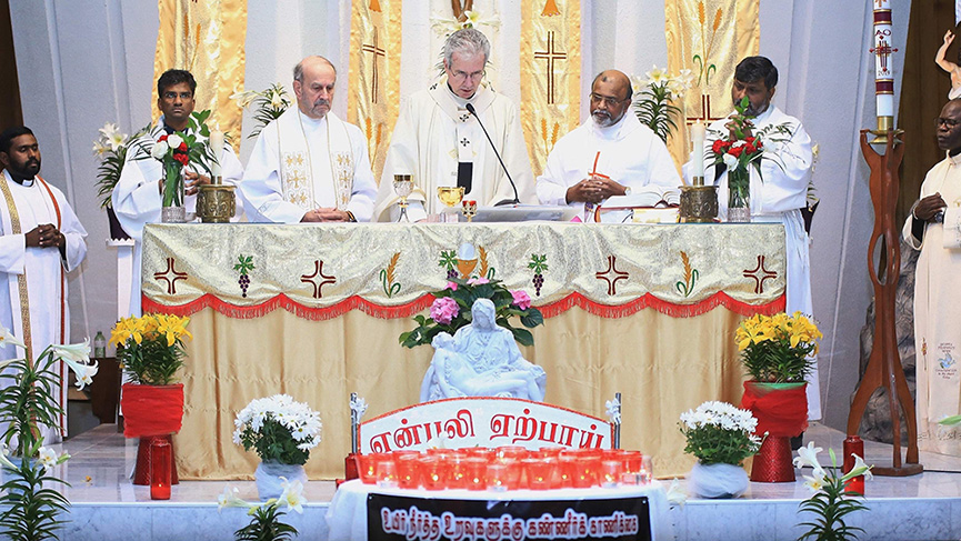 Mgr Lépine célébrait une messe spéciale avec la communauté tamoule de Montréal