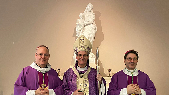 From left to right: Bishop Alain Faubert, Archbishop Christian Lépine