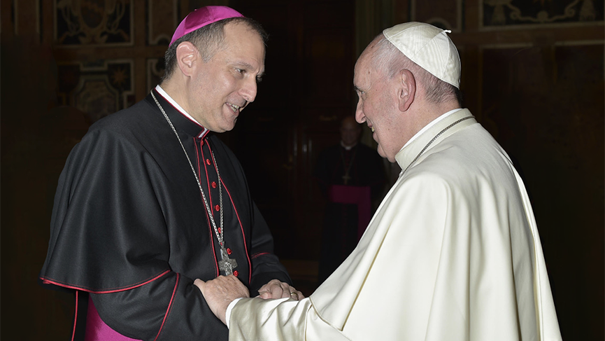 Mgr Faubert et pape Francois