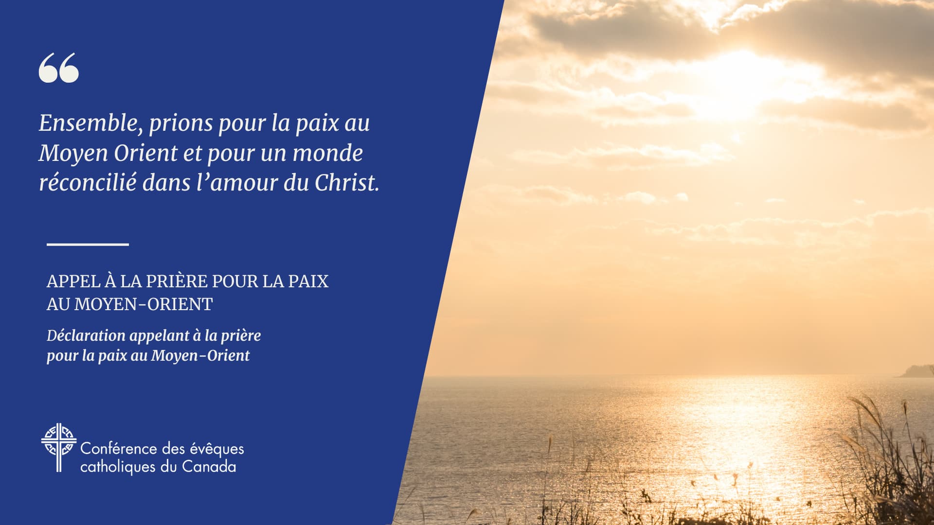 Déclaration appelant à la prière pour la paix au Moyen-Orient