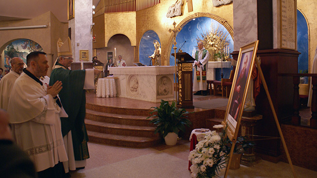 Archbishop Lépine at Notre-Dame-du-Mont-Carmel Parish in Saint Leonard, Montreal.