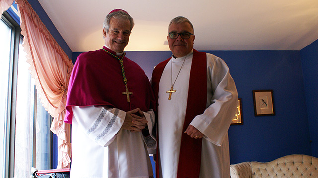 Archbishop Lépine and Bishop Pryse before the celebration