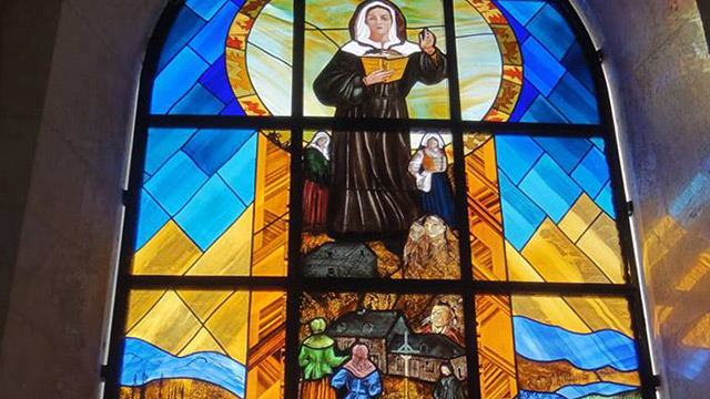 A stained-glass window honouring Marguerite Bourgeoys in France &#40;Photo: Diocese of La Rochelle and Saintes&#41;