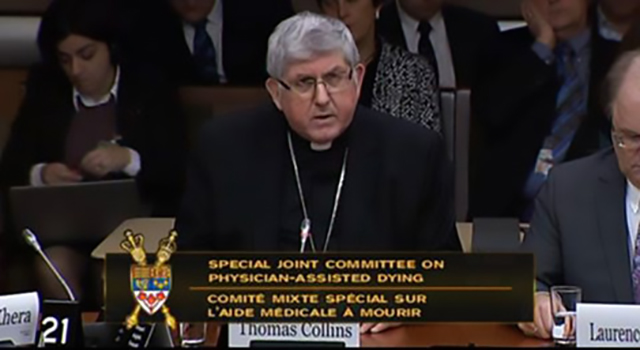 Speaking notes by Cardinal Thomas Collins of presentation before the Special Joint Committee on Physician-Assisted Dying