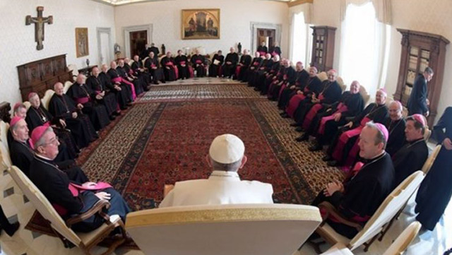 Pope Francis meeting with the Bishops from Ireland
