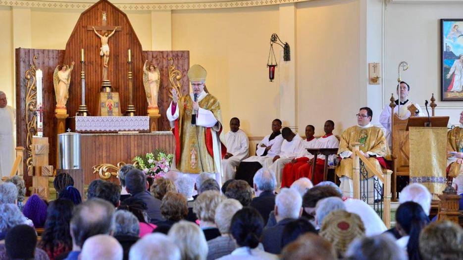 Archbishop Lépine homily in front an overflowing congregation. (Photo: Dominic Richer, priest)